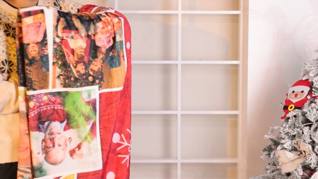 Plaid Natalizio Personalizzato Con Foto, Babbo Natale Sulla Slitta, Coperta In Pile 200x180 Cm, Idea Regalo Natale