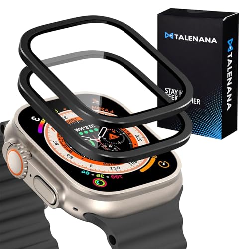 TALENANA for Apple Watch Ultra 3/2/1 フィルム 49mm チタン合金フレーム+強化ガラスフィルム 一体型 アップルウォッチ ウルトラ 保護フィルム 全面保護 画面保護 耐傷性 指紋防止 2枚 ブラック