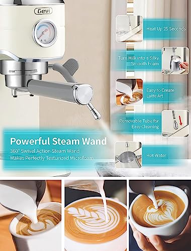 Gevi 20 Bar Espresso Coffee Machine with Burr Grinder Set | 35 Precise Grind Settings | Milk Frother for Latte Cappuccino | Professional Home Barista Kit | Gift for Coffee Lovers