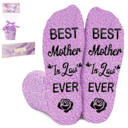 Juesly Mother in Law Gifts - Purple Coral Fleece Socks Stuff...