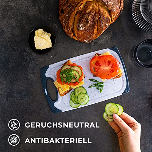 Exitoso Frühstücksbrettchen 4er Set mit Saftrille & Griff aus Kunststoff | Rutschfestes & spülmaschinenfestes Schneidebrett… – Ansicht 5