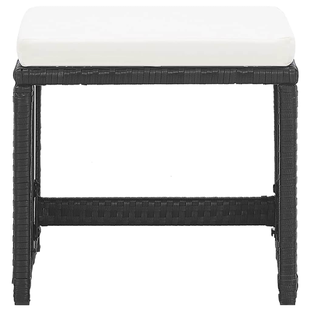 Taboret ogrodowy 2 szt. z poduszką do siedzenia Poly Rattan czarny