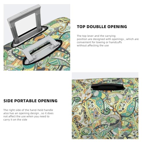 Travel Luggage Cover Protector - Green Paisley Anti-Scratch Suitcase Covers Fits 18-32 Inch Luggage3