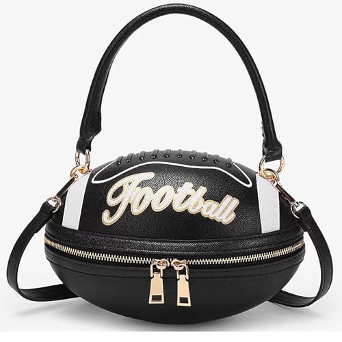 Image of Women Rhinestone Football Shaped Handbag Chain Crossbody Shoulder Bag Football Purse | Rugby, Unique, Novelty, Football