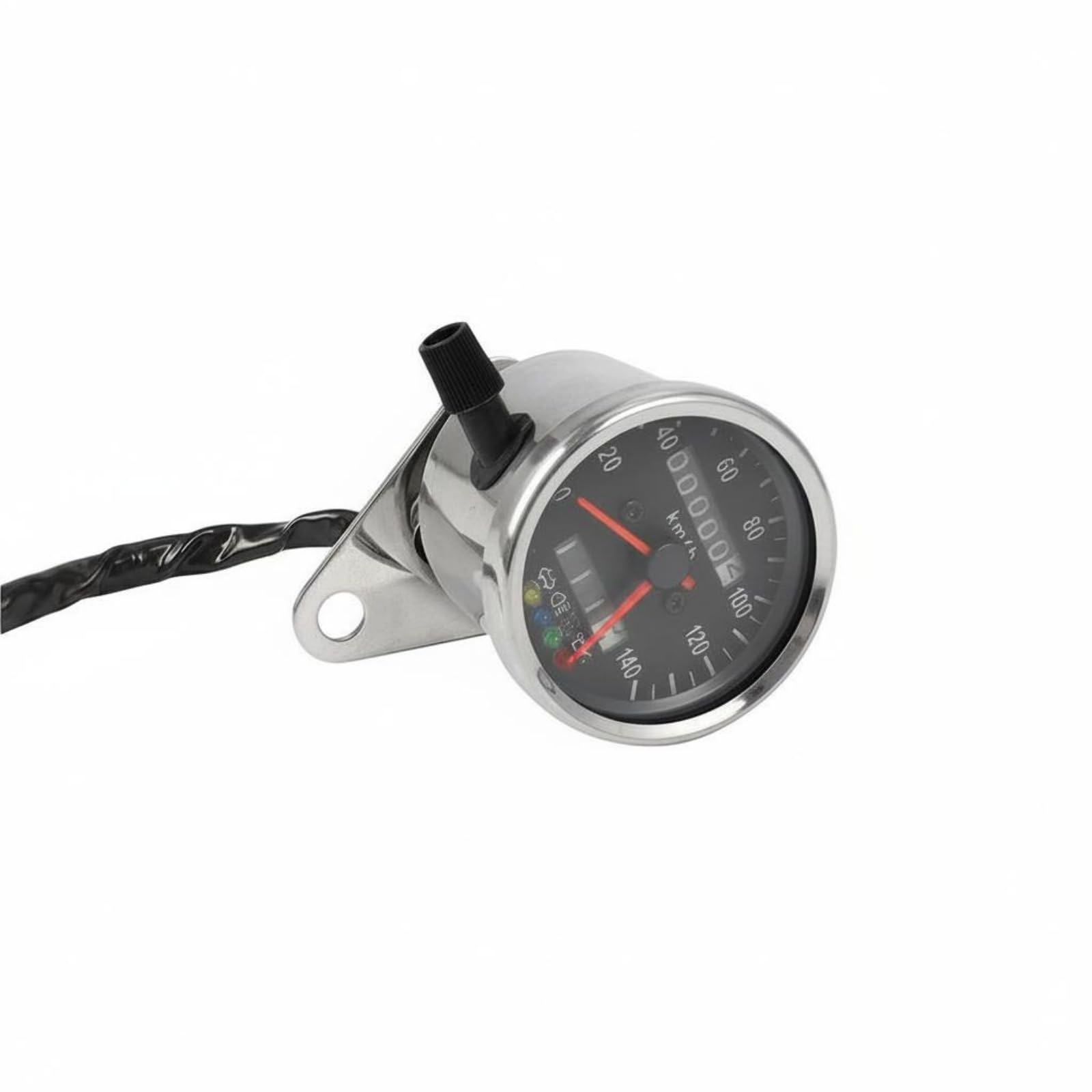 Metal Body Retro Motorcycle Speedometer Glass Face Motorbike Odometer Gauge Multifunction Display Custom Motorcycle Instrument Cluster Easy Installation, 4-Indicator Chrome-image-12