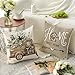 AVOIN colorlife Bless Our Home Farmhouse Eucalyptus Leaves Throw Pillow Covers, 18 x 18 Inch Truck Home Sweet Home Cushion Case Decorations Set of 4
