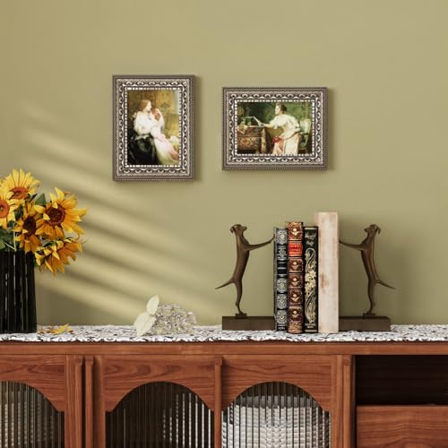Image of 5x7 Vintage Picture Frames, Antique Frames,Ornate Picture Frames for Wall Decor,4 Pack Silver Frames,Silver