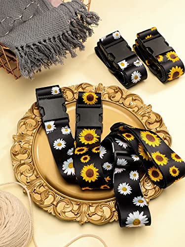 Kajaia Luggage Straps 4 Pieces Travel Elastic Suitcase Belt Daisies Sunflowers Luggage Belt Adjustable Suitcase Security Strap Suitcase Lock Belt Luggage Accessories Bungee Cords For Luggage #TOP3