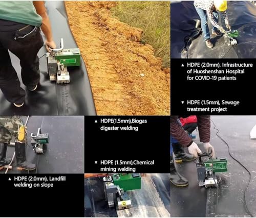 Máquina de soldadura de plástico para geomembrana de HDPE, kit de soldador de cuña caliente, sella películas gruesas de PVC EVA en túneles y espacios de arrastre