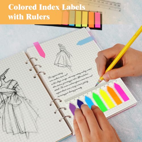 Vicloon Nachfüllbare Notizpapier Set, 115pcs 6 Löcher Ringbuch Nachfüllbar A5 Nachfüllpapier Kariert, Loseblatt Papier Set mit Trennblätter, Haftnotizen Bunt, Umschlägbeutel, Lineal, Metallringe