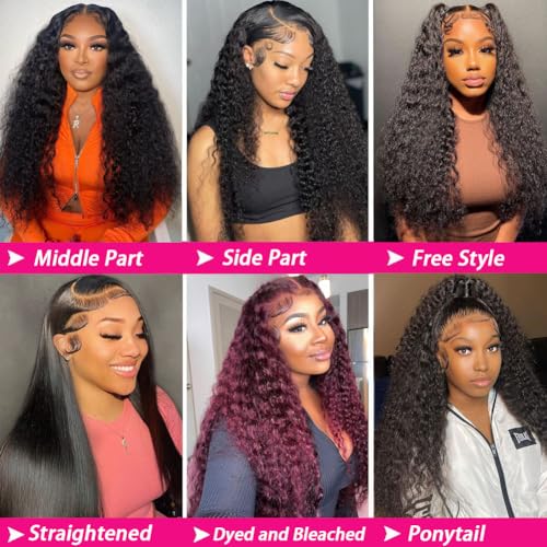 Image of bangjazz Deep Wave Lace Front Wigs Human Hair 180% Density Curly Lace Front Wig Human Hair Wet and Wavy Wig 13x4 HD Lace Frontal Wigs 20 Inch Glueless Curly Wigs for Black Women Pre Plucked