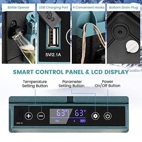 Costway Car Refrigerator With Wheels, 40-Quart Dual-Zone Single-Temperature Electric Cooler, 12V/24V Dc, 100-240V Ac, -4°F To 50°F, Reversible Lids, Portable Car Freezer For Rv Camping, Green+Black #TOP7