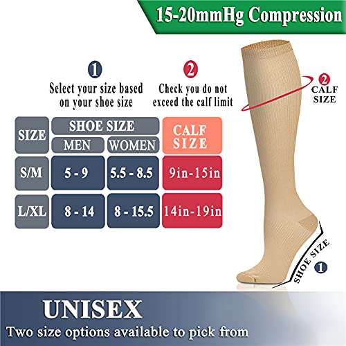 Image of QUXIANG Copper Compression Socks for Women & Men Circulation (8 Pairs) - Best for Running Athletic Cycling - 15-20 mmHg