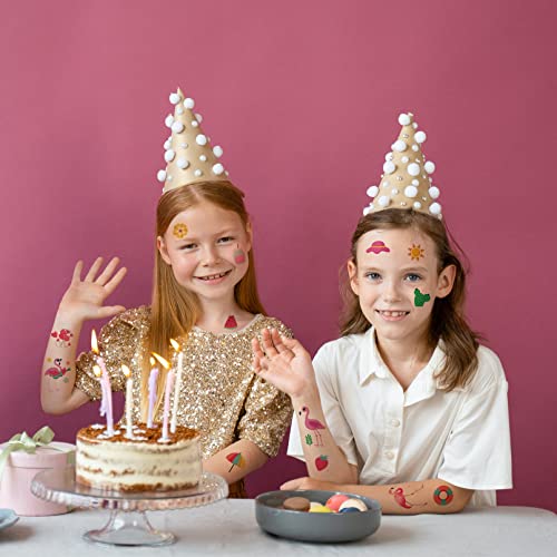 Coszeos Flamingo Temporary Tattoos Kids Women Summer 100 Styles, Fake Cute Tattoo Stickers Hawaii Beach Waterproof Last Long For Boys And Girls Party Birthday Favors Supplies Gifts #TOP2