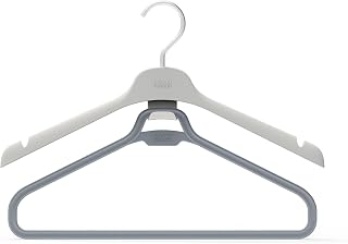 Joseph Joseph Orderly Lange Kleiderbügel, 2er-Set, Hebt und Schützt Kleidung, Kleider/Jumpsuits, Integrierte Riemenhaken, Recyclingplastik, Grau Langes Gewand