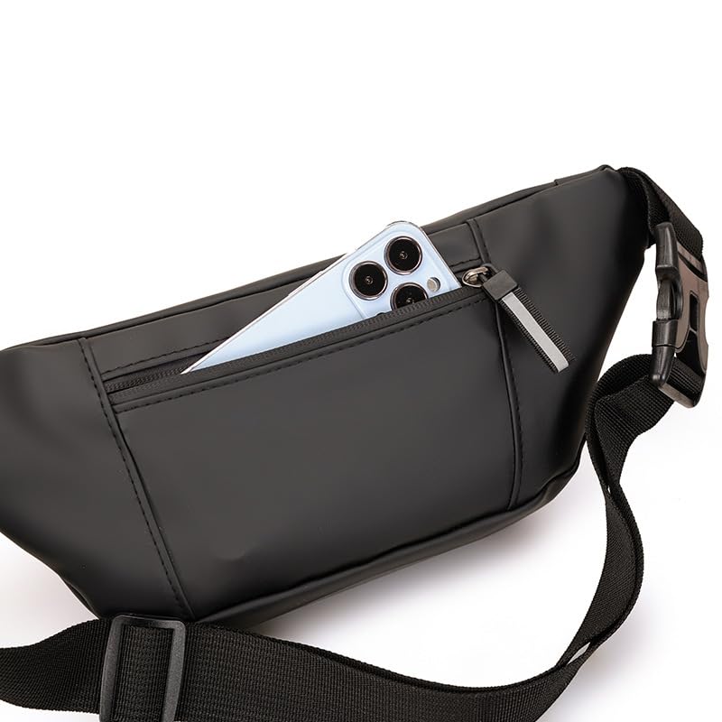 Image of TOURISTIANO Waist Bag for Men | Stylish Side Bag for Travel | Side Sling Bag | Essentials for Running, Riding a Bike for Mobile, Wallet, Keys (Black)