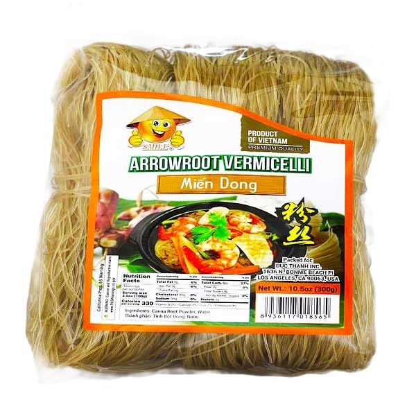 Arrow Root Vermicelli (Mien Dong) 10.5 Oz *Smile* (300g) - Canna Root Powder