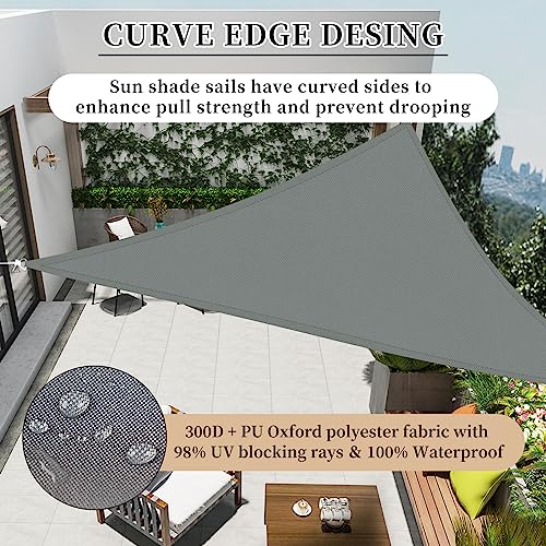 RICHIE Sun Shade Sail Triangle 3.6x3.6x3.6m Waterproof,98% UV Block Awnings for Patios with Free Rope Sunscreen Awning Canopy - Image 3