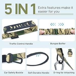 Heavy Duty Dog Leash, 4-6FT Tactical Strong Dog Bungee Leashes for Large Dogs Up to 150lbs, Reflective Dog Leash with Car Seat Belt for Training, Walking Lead for Smll Medium Dogs Heavy Duty Dog Leash, 4-6FT Tactical Strong Dog Bungee Leashes for Large Dogs Up to 150lbs, Reflective Dog Leash with Car Seat Belt for Training, Walking Lead for Smll Medium Dogs