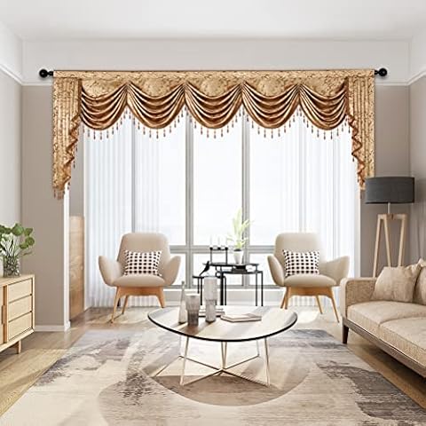 ELKCA European Curtain Valances for Living Room Luxury Window Curtains for Bedroom,Rod Pocket (W138, 1Panel) Cover