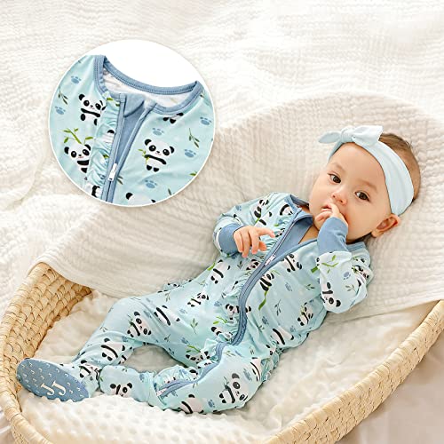 Footie Ruffled One-Piece Rompers 0-36 Months3