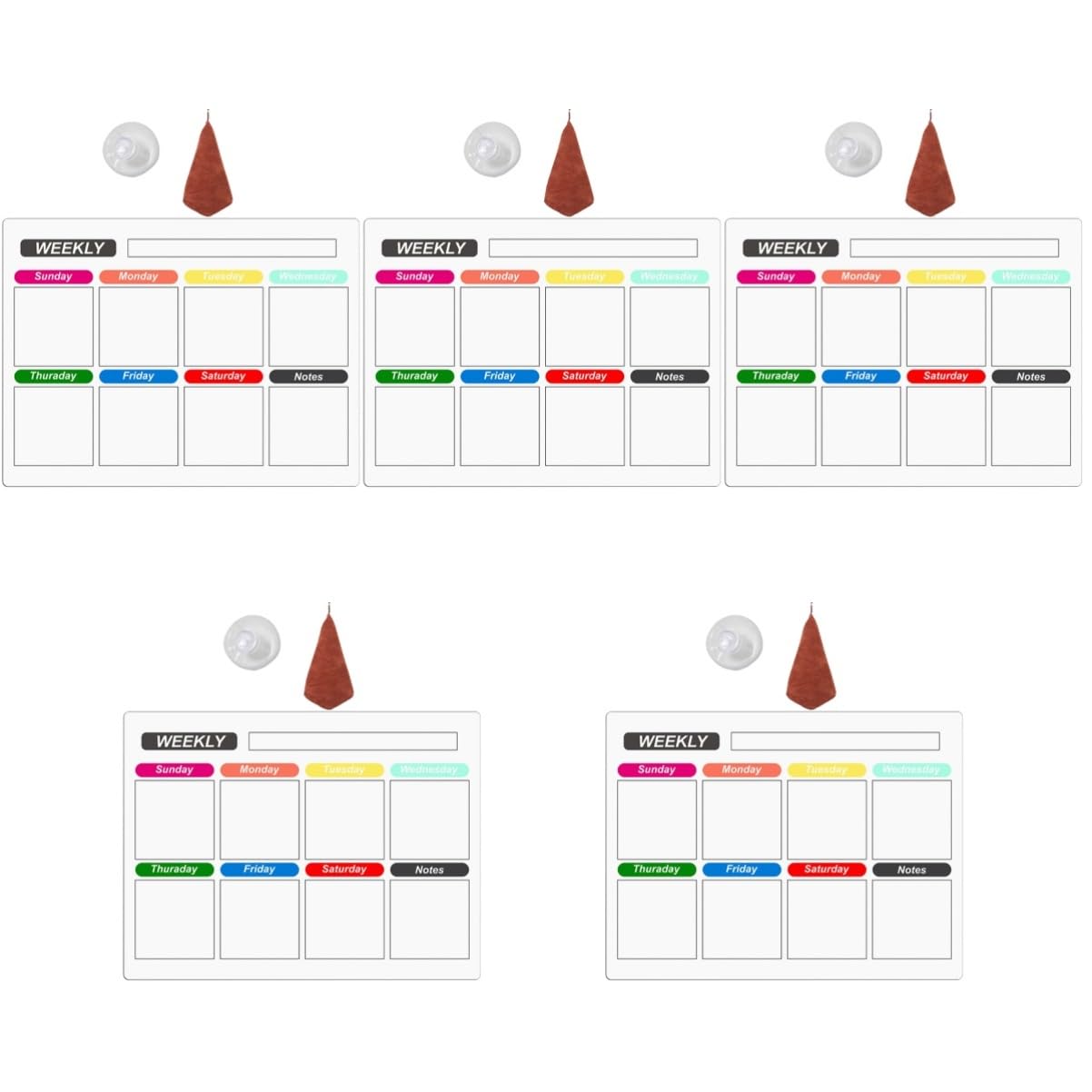 NUOBESTY 5 Set Lavagna Cancellabile Per Agenda Settimanale Magnetica Gomma a Secco Marcatore Calendario Cancellabile a Secco Agenda Settimanale Frigo Magnetico Elettronico Bacheca Piano Pvc