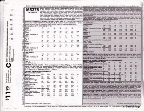 Miniatura 2 de McCall's M5376 Chaqueta de niña, parte superior, pantalones cortos y pantalones capri de costura talla CH (7-8-10)