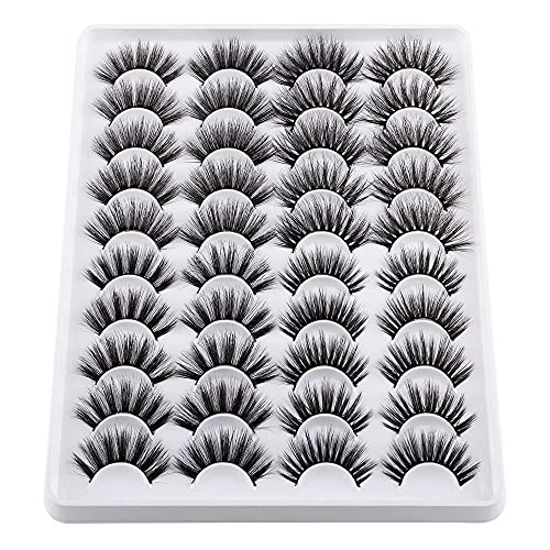 Calphdiar False eyelashes Wholesale Pack Faux Mink Lashes 20 Pairs Pack Natural Dramatic Cat Eye Lashes Look 5D Fluffy Volume Thick Fake lashes