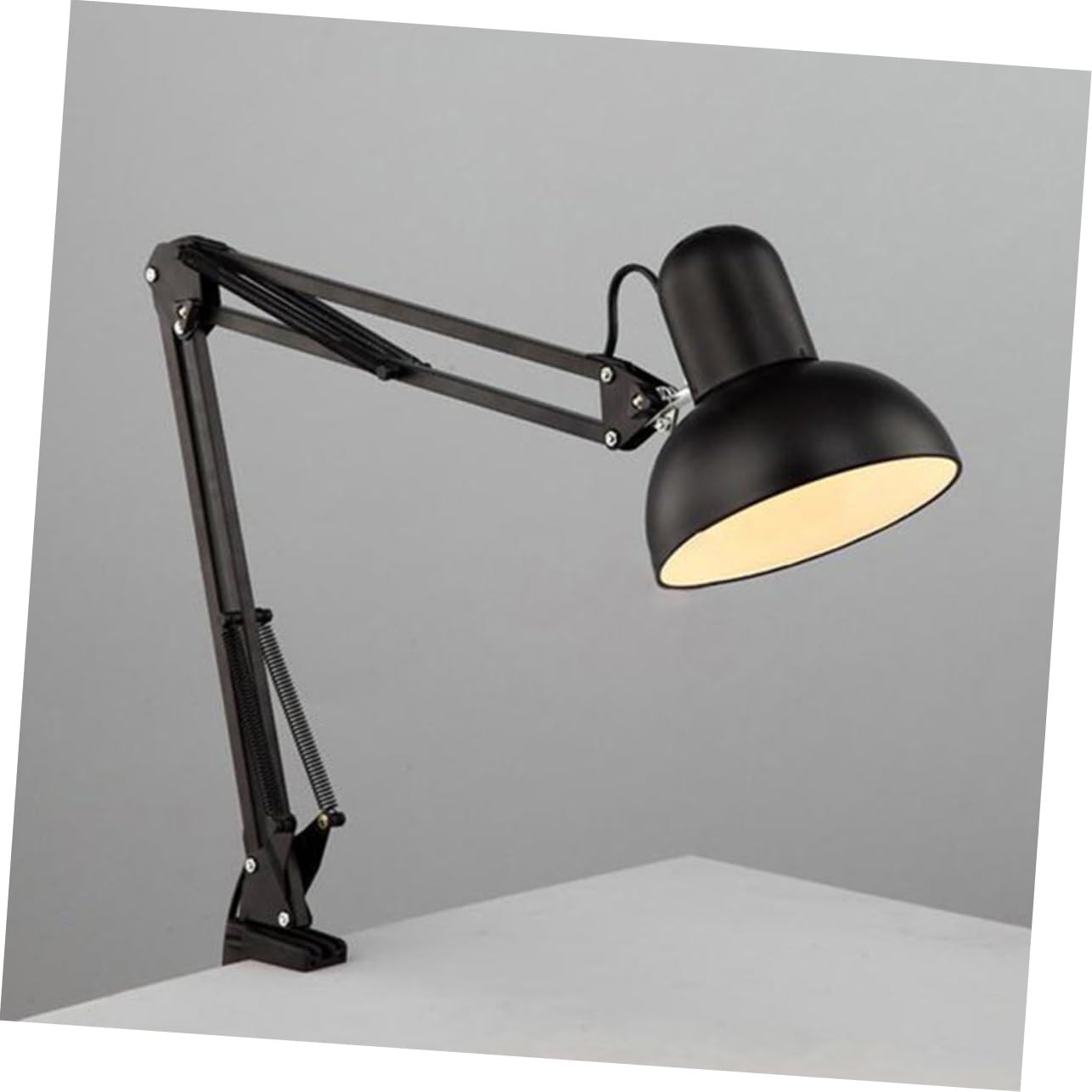 OSALADI Lámpara Flexo Escritorio Abrazadera y Brazo Oscilante de Metal Negro, sin Bombilla, para Oficina y Hogar