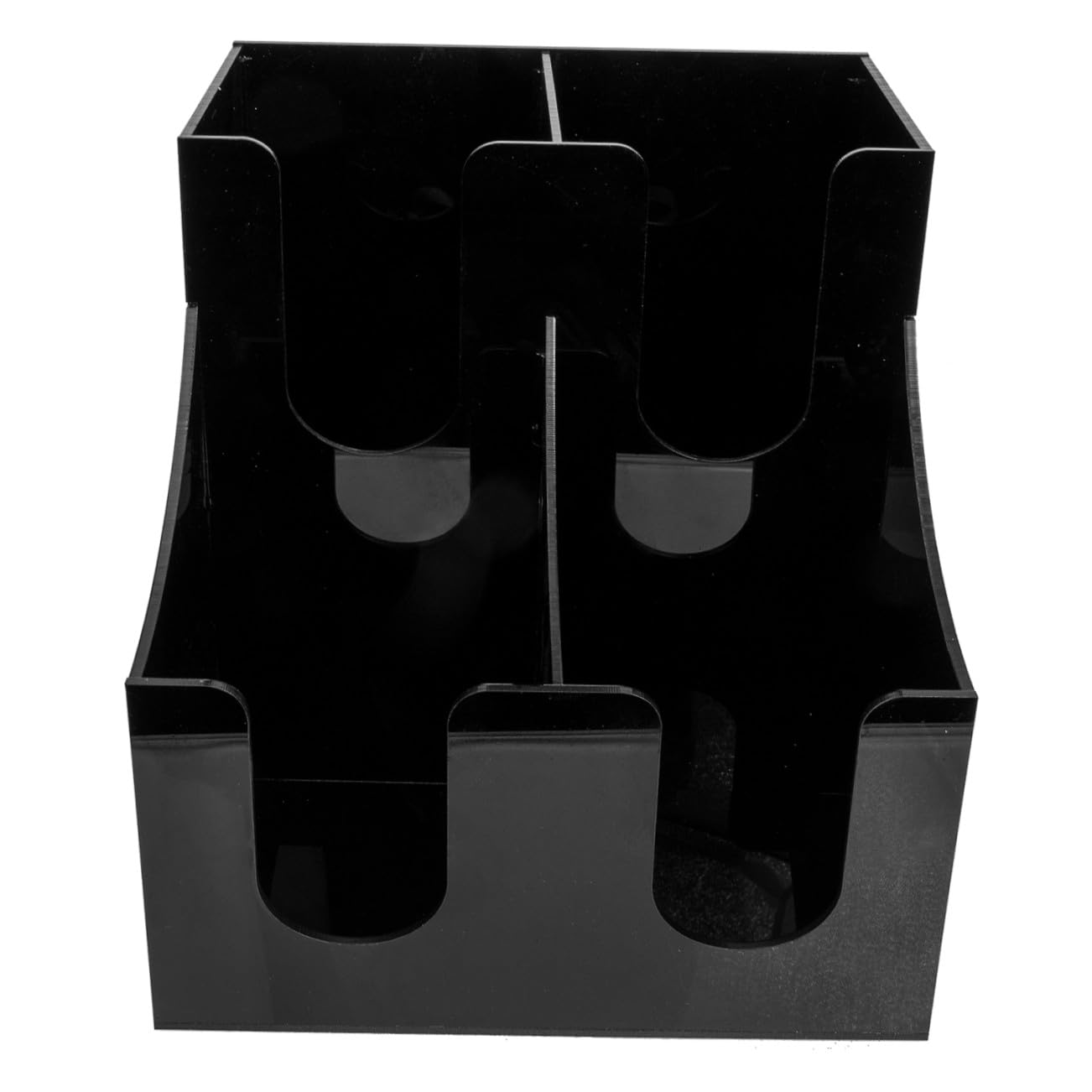 Porte-gobelets en acrylique compact à 4 compartiments pour optimiser l'espace de bureau