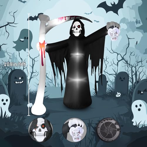 Gruselige 9FT Halloween Aufblasbare Deko – XXL Sensenmann mit LED für schaurige Gartenpartys und Horror-Highlights! – Bild 5