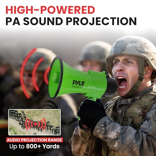Pyle PMP32GR Compact Battery-Operated Megaphone With Siren - 30 Watt Power, Microphone thumb #4