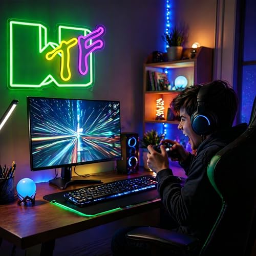 Image of Neon Sign, Neon Signs for Wall Decor LED Light Up Signs Home Decor for Gaming Room Bedroom Club Party Bar Shop USB Operated