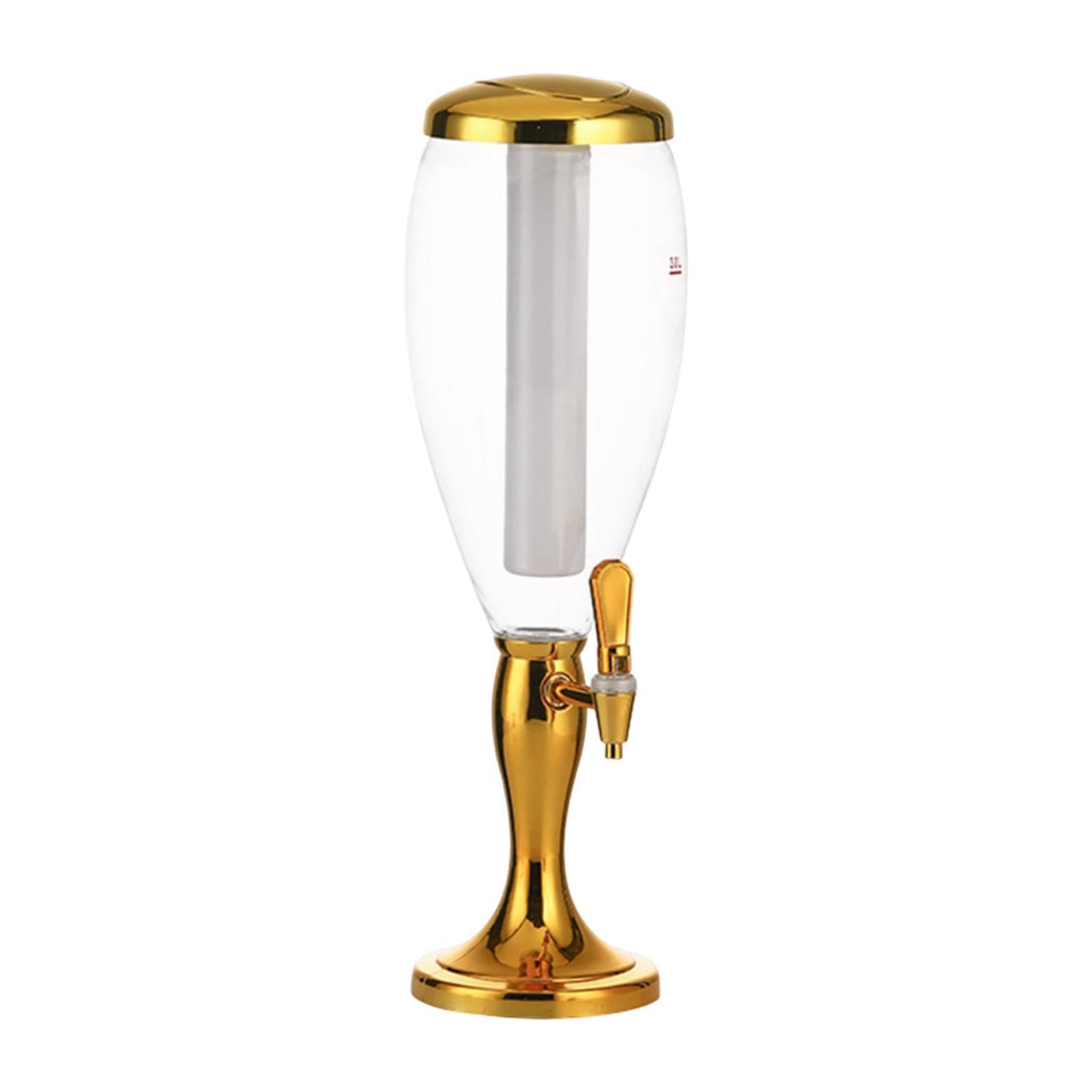 Fenteer Dispensador de Cerveza con Capacidad de 3 L Y Tubo para Enfriamiento, Oro, Individual