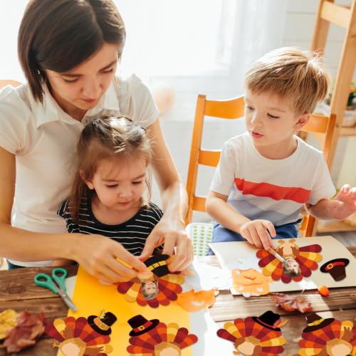 Image of 48 Sets Thanksgiving Turkey Cutouts Thanksgiving Turkey Bulletin Board Photo Cutout Fall Bulletin Board Decor Autumn Harvest DIY Craft Art School Home Party Favor