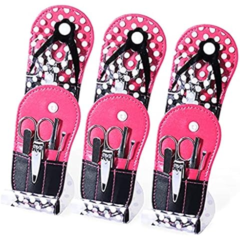 Spove Polka Dot Flip Flop Design Girls Manicure Sets Nail Care Kit SPA Party Favors for Women Bulk Gifts 6 Kits Cover