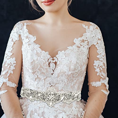 Campsis Black Rhinestones Wedding Belt for Women Applique Pearl Bridal Sash Belt Crystal Wedding Bride Dress Belt for Dresses and Gowns4