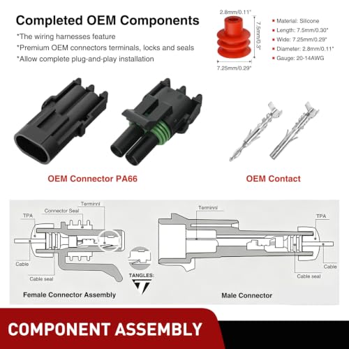 Image of Nilight 100PCS 10 Kits 2 Pin Waterproof Automotive Electrical Connector Kit
