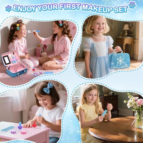 Image of PLUSPOINT Kids Makeup Kit for Girl, Washable Makeup Set for Girls, Real Makeup for Kids, Girl Toys Princess Children Play Makeup Kit with Cosmetic Case Birthday Gifts for Girls Age 4 Year+