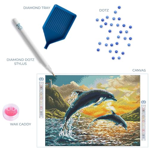 Image of DIAMOND DOTZ Dolphin Sunset Diamond Painting Kits for Adults - Diamond Art Kits a Relaxing Creative Craft Kit with Dotz Gems 12.4x16.5