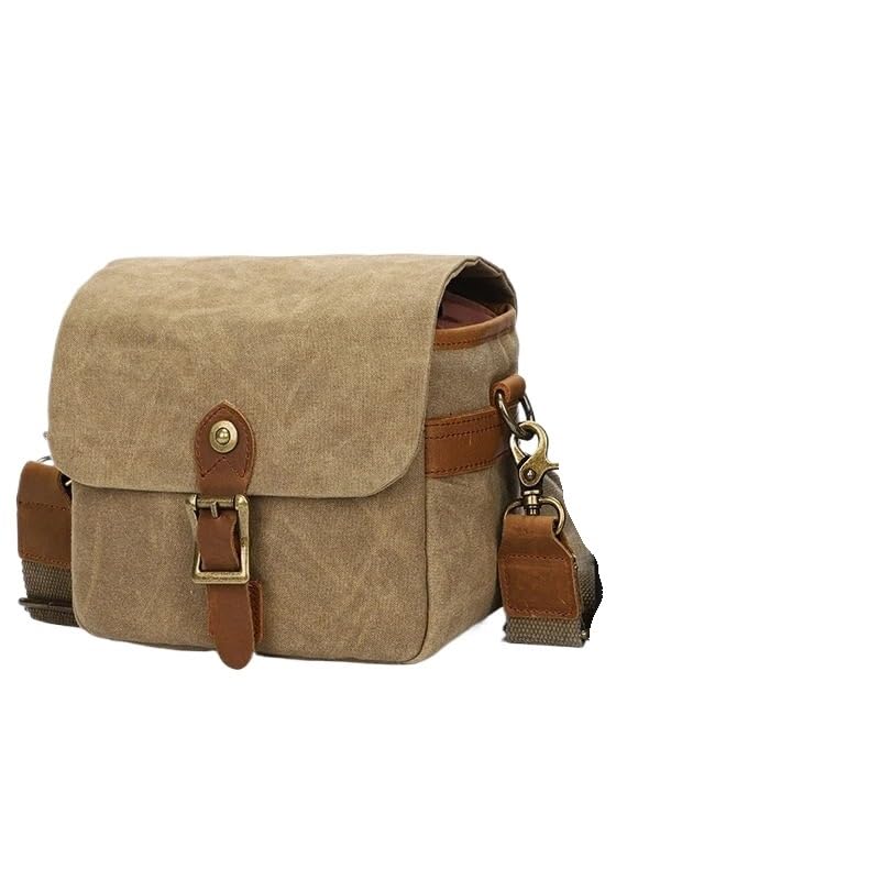 Borsa Reflex Borsa for fotocamera reflex in tela Micro Single Messenger Bags Zaini for fotografia a spalla impermeabili e resistenti all'usura(Khaki)