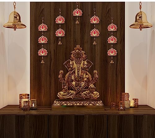 Image of True Decor Lotus Hangings for Decoration Mandir Decorations Items Pooja Decor Diwali Hangings Set of 5