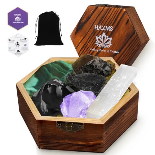 Hazms 6pcs Crystals and Healing Stones for Energy Shielding, Protection