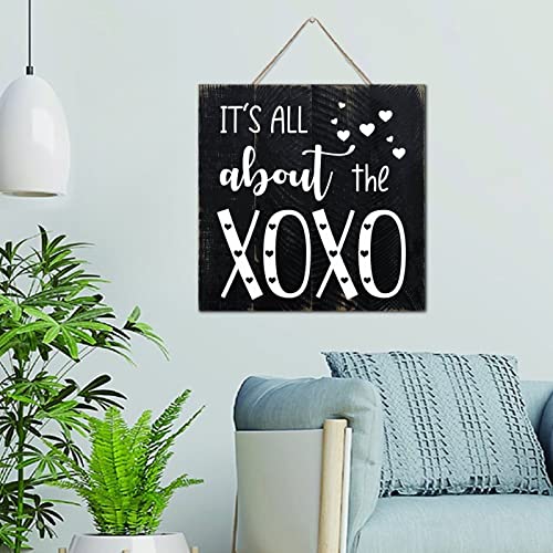 Plaque murale rétro bois haut de gamme tableau XOXO déco de table 30,5 cm