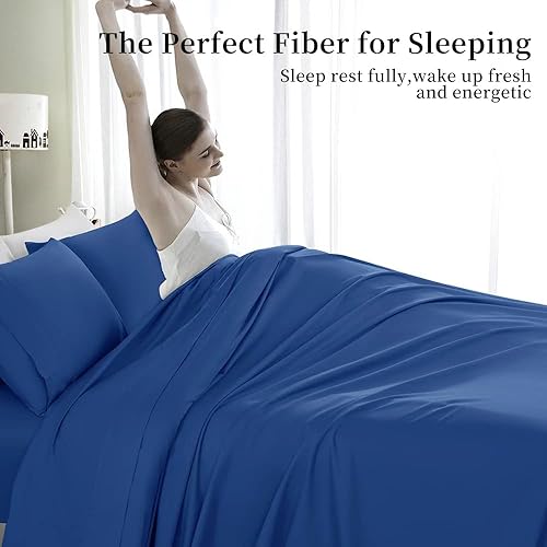 Miniatura 4 de Sábanas 100% algodón egipcio, juego de sábanas pesadas de lujo de 1000 hilos, tejido de satén de calidad de hotel, muy suaves con sábanas de
