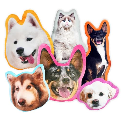 Kissen Mit Foto Bedrucken Lassen, Personalisiert Lustig Hunde Zierkissen Katze, Kuscheltier Selbst Gestalten mit Bild, Persönliche Geschenke Fotokissen für Beste Freundin, Männer, Papa, Mama