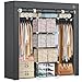KESSER® Kleiderschrank Stoffschrank Stabil mit Kleiderstange & Ablagen, Inkl. 5X Kleiderbügel, Stoff Faltschrank für Schlafzimmer, Ankleidezimmer Garderobe mit Kleiderständer 150x45x175cm Anthrazit MI 4 günstig Kaufen-KESSER® Kleiderschrank Stoffschrank Stabil mit Kleiderstange & Ablagen, Inkl. 5X Kleiderbügel, Stoff Faltschrank für Schlafzimmer, Ankleidezimmer Garderobe mit Kleiderständer 150x45x175cm Anthrazit