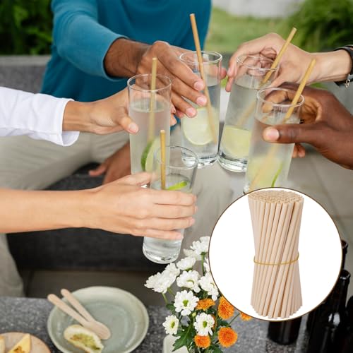 200 Pitillos biodegradables de bambú reutilizables 5 pulgadas miniatura 4