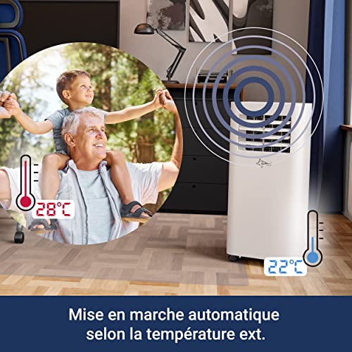 suntec climatiseur mobile coolfixx 2.6 eco r290 climatiseur portable, déshumidificateur, ventilateur, minuterie programmable, télécommande, 9000 btu/h, 2.6 kw