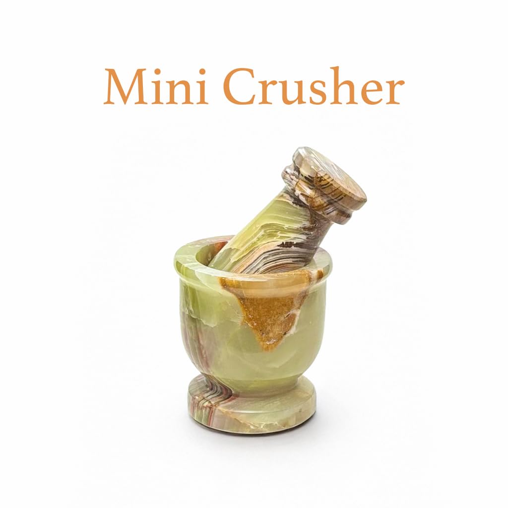 Mini Marble Mortar and Pestle Set – 2.5" Handmade Natural Stone Grinder for Spices, Herbs, Garlic, Guacamole – Lightweight Travel Size, Premium Marble Onyx Gift (Green Onyx)